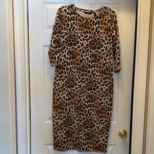 G.I.L.I. Tan and Black Animal Print MIDI Dress
